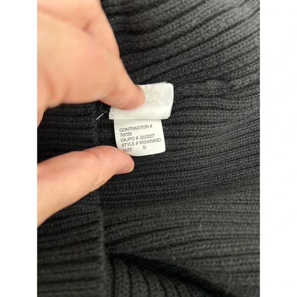 Y2K Goth Calvin Klein Ribbed Knit Hoodie Jacket Cyber Punk Sweater S - Picture 13 of 14